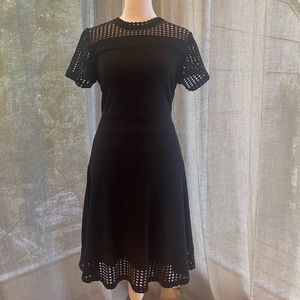 Michael Kors Black Lace Mesh Fit & Flare Dress